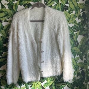 Women's Faux Fur Button-Front Jacket in Off-White